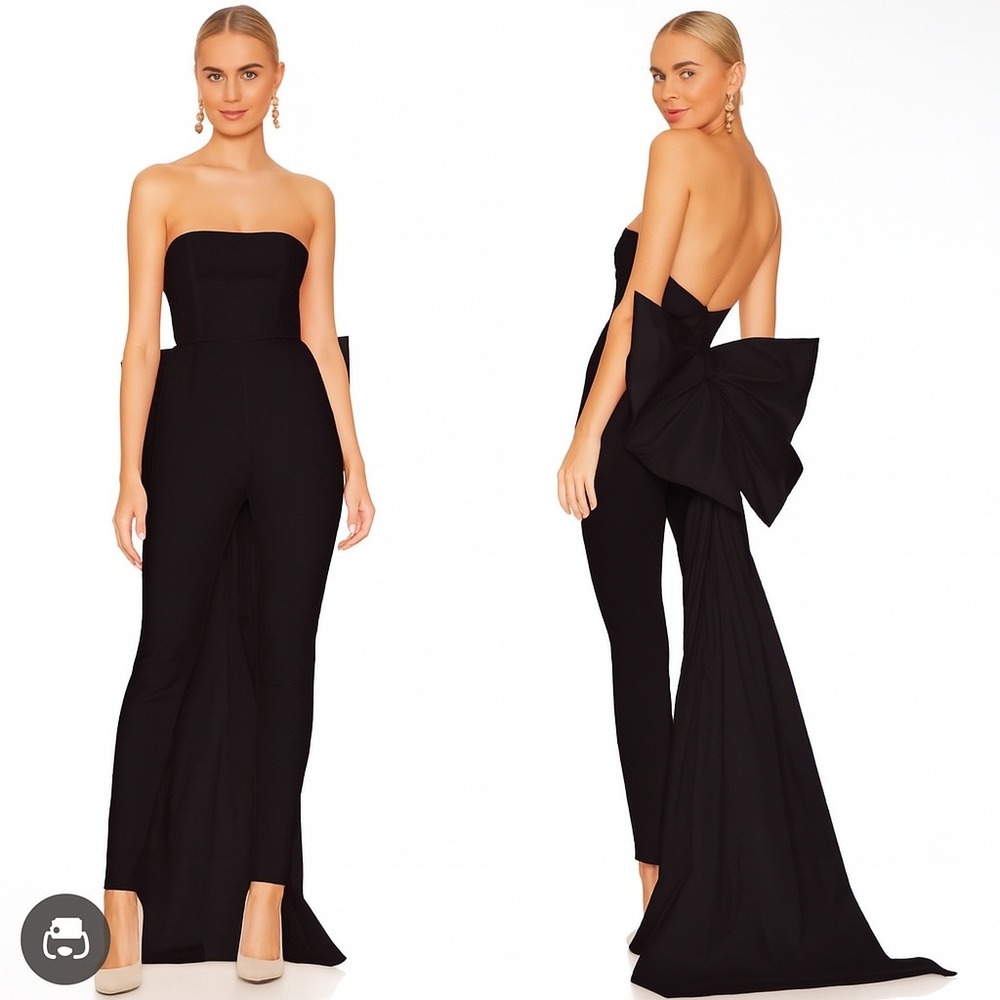 NWT Nookie Reese Black Strapless Bow Jumpsuit Sz XS $289